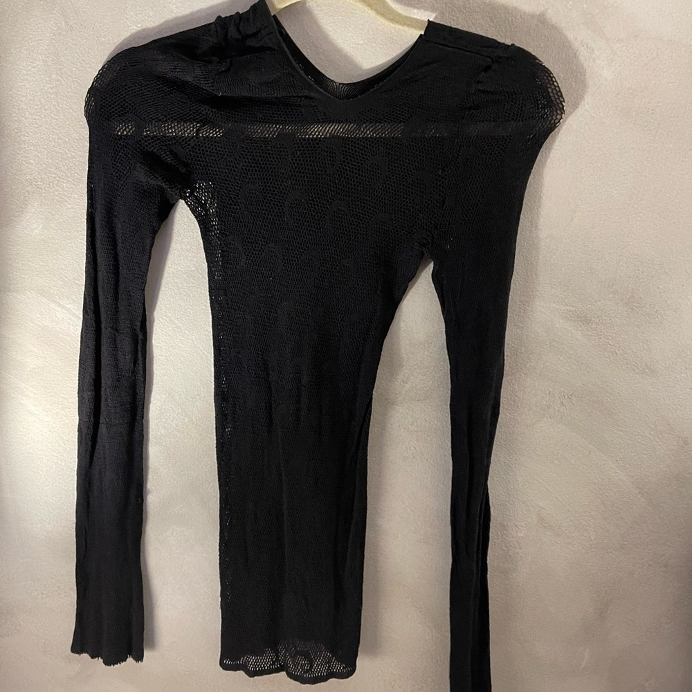 Marine Serre Black Sheer Bodysuit